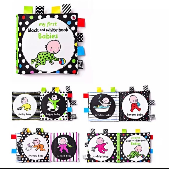 Tummy time crinkle book, sensory books for babies, story time books for learning - Picture 1 of 7